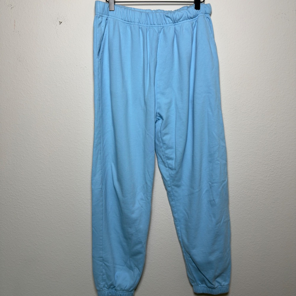Year Of Ours Womens 100% Cotton Jogger M/L Blue Elastic Waist Pockets Sweatpants